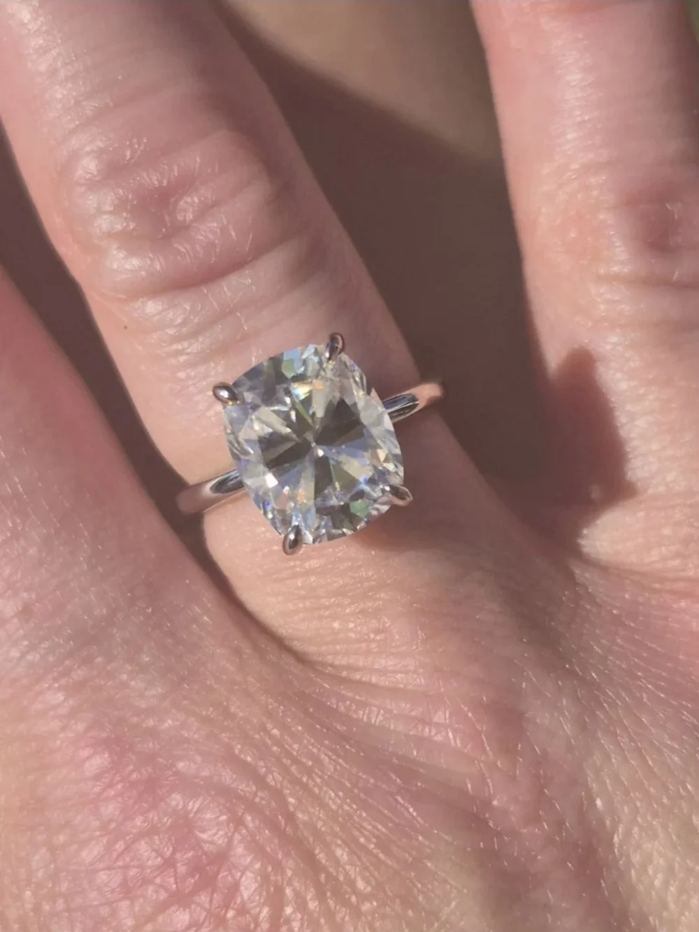 VVS1 5 Carat * Cushion-Cut Moissanite Ring in Size 5.5 US *